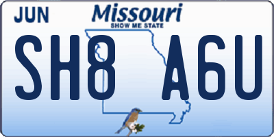 MO license plate SH8A6U