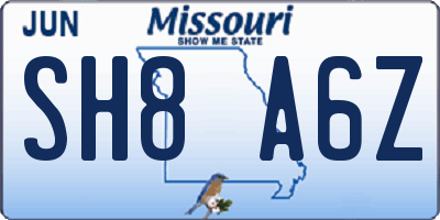 MO license plate SH8A6Z