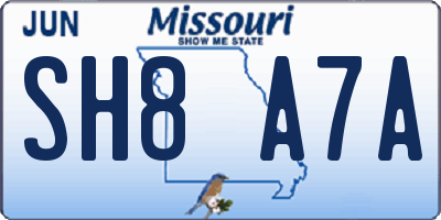 MO license plate SH8A7A