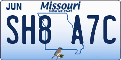 MO license plate SH8A7C