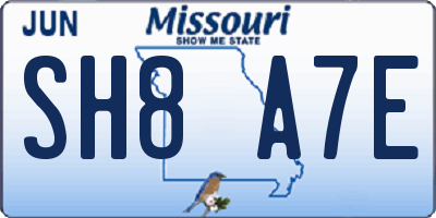 MO license plate SH8A7E