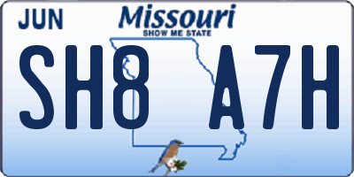 MO license plate SH8A7H