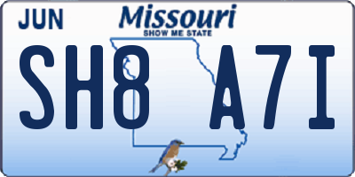 MO license plate SH8A7I