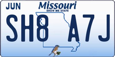 MO license plate SH8A7J