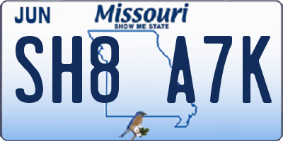 MO license plate SH8A7K