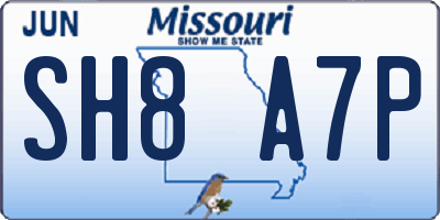 MO license plate SH8A7P