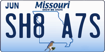 MO license plate SH8A7S