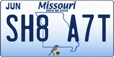 MO license plate SH8A7T