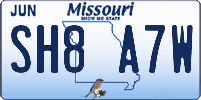 MO license plate SH8A7W