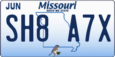 MO license plate SH8A7X