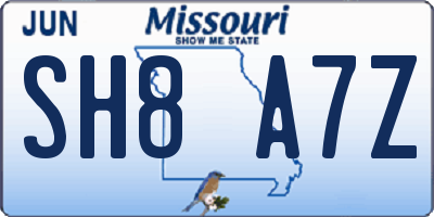 MO license plate SH8A7Z