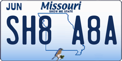 MO license plate SH8A8A