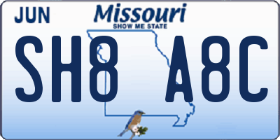 MO license plate SH8A8C