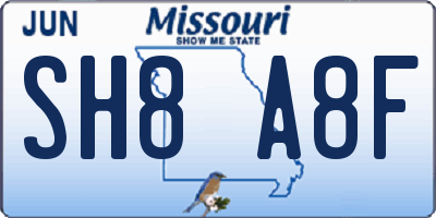 MO license plate SH8A8F