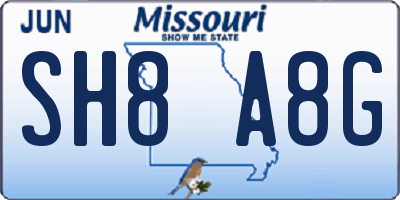 MO license plate SH8A8G