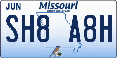 MO license plate SH8A8H