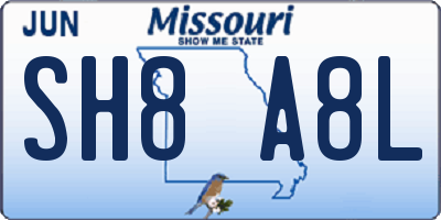 MO license plate SH8A8L