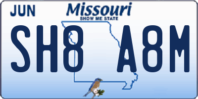 MO license plate SH8A8M