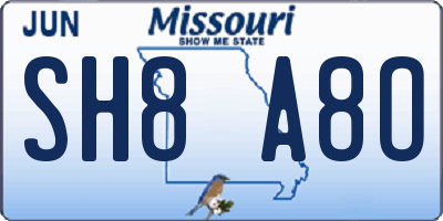 MO license plate SH8A8O