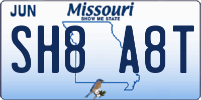 MO license plate SH8A8T