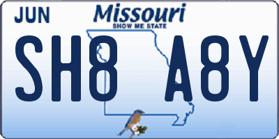 MO license plate SH8A8Y