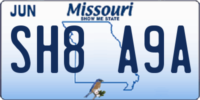 MO license plate SH8A9A