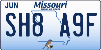 MO license plate SH8A9F