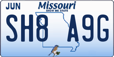 MO license plate SH8A9G