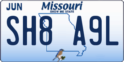 MO license plate SH8A9L
