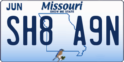 MO license plate SH8A9N