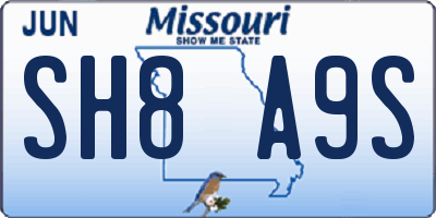 MO license plate SH8A9S