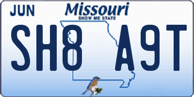 MO license plate SH8A9T