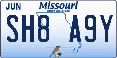 MO license plate SH8A9Y