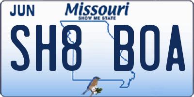 MO license plate SH8B0A