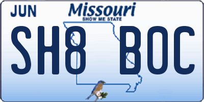 MO license plate SH8B0C