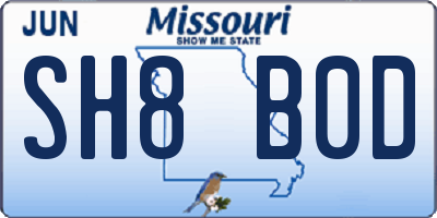 MO license plate SH8B0D