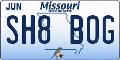 MO license plate SH8B0G