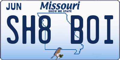 MO license plate SH8B0I