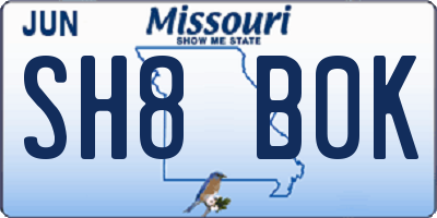 MO license plate SH8B0K