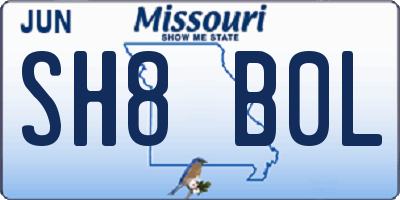 MO license plate SH8B0L