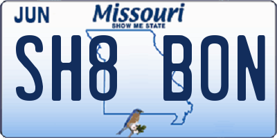 MO license plate SH8B0N