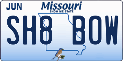 MO license plate SH8B0W