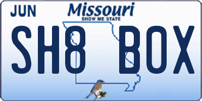 MO license plate SH8B0X