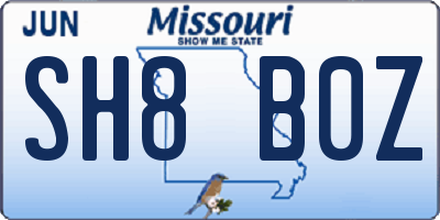 MO license plate SH8B0Z