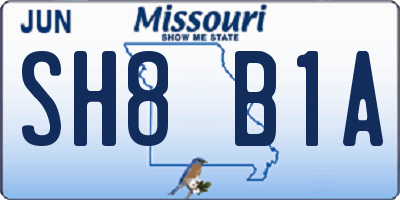 MO license plate SH8B1A