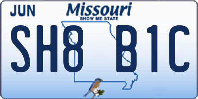 MO license plate SH8B1C