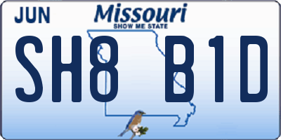MO license plate SH8B1D