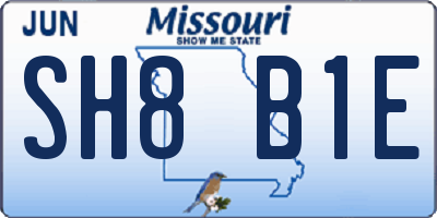 MO license plate SH8B1E