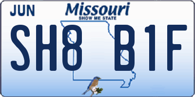 MO license plate SH8B1F