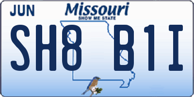 MO license plate SH8B1I